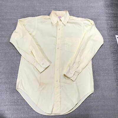 Vintage Brooks Brothers Makers Shirt Mens Small 14.5 Button Up Yellow Oxford #ad $29.33