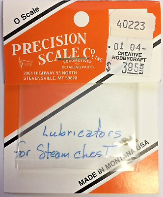 #ad O Precision Scale 40223 Lubricators for Steam Chest Pkg 2 Brass Part USA $12.85