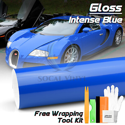 #ad Gloss Glossy Intense Blue Car Vinyl Wrap Sticker Decal Air Release Bubble Free $268.88