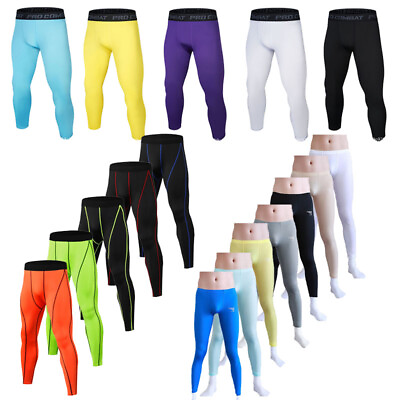 US Mens Compression Pants Base Layer Sports Workout Running Tight Gym Leggings $11.89