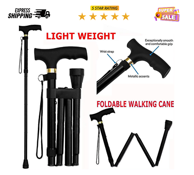 #ad Cane Walking Stick Adjustable Folding walking Aluminum Collapsible Travel Hiking $6.49