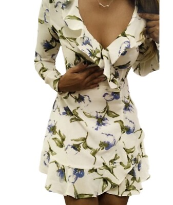 #ad Missguided 6 Floral Long Sleeve Front Ruffle Dress $28.00