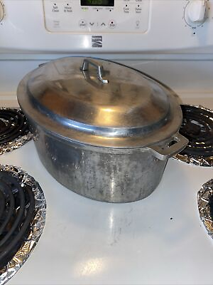 #ad Vtg Super Maid Cookware Aluminum Pot With Lid Dutch Oven Roaster Pan Stock READ $24.95