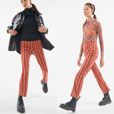 Urban Outfitters Women#x27;s XS Boho Retro Polyester Patterned Kick Flare Pants $20.99