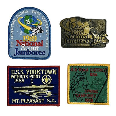 #ad Vtg 1989 BSA National Scout Jamboree Patch Lot Belt Buckle Spring Capmoree $24.97