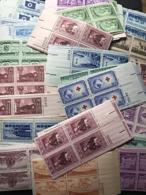Lot of 25 US Plate Blocks 3 Cent Mint MNH Fresh Stock FREE SHIPPING $9.99