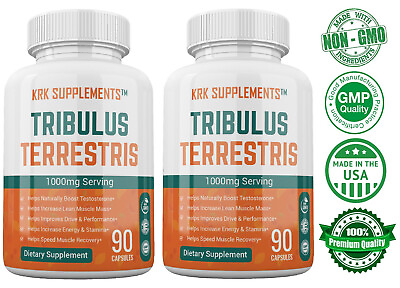 #ad 2 Pack Tribulus Terrestris 1000mg per serving Natural Testosterone Booster $22.99