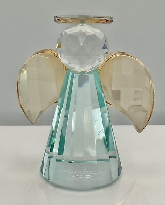 #ad Vintage Simon Designs SD Aquamarine March Crystal Angel Figurine Paperweight $19.99