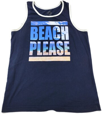 #ad Hybrid Beach Please Funny Slang Sleeveless Graphic T Shirt Tank Top Men#x27;s Small $9.95
