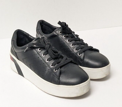 #ad Marc Fisher LTD Tony Fashion Sneakers Black Leather Womens 8 M $36.95