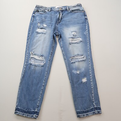 #ad KanCan Womens Boyfriend Jeans Size 11 29 Distressed Stretch Light Wash $22.49