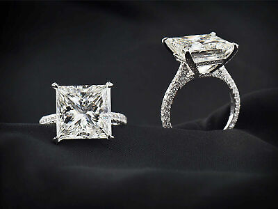 #ad 5.50Ct White Princess Cut Lab Created Diamond Engagement 14K White Gold Ring $235.41