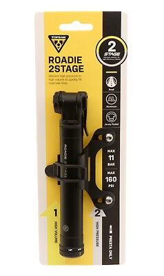 Topeak Roadie 2Stage Aluminum Pump Presta 160 PSI TRD 2STG 89g Bike Pump NEW #ad $35.99