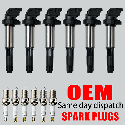 #ad 6X Ignition Coil amp; 6 Spark Plug For BMW 325i 328i 330i 530i X3 X5 X6 UF515 UF522 $66.28