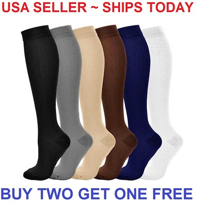 #ad #ad Compression Socks Stockings Womens Mens Knee High Medical 20 30 mmHG S M X XL $6.28