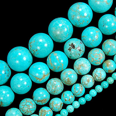 Blue Turquoise Round Beads 15.5quot; 4 6 8 10 12 14mm Pick Size $4.98