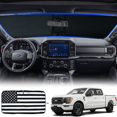 #ad For Ford F150 F250 American US Flag Large Car Windshield Sun Shade Visor Cover $17.99