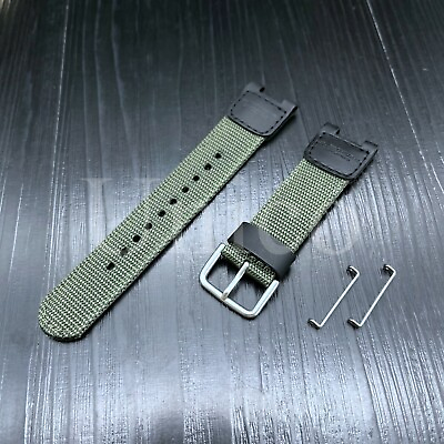 Fits For SGW 100 SGW100 Watch Nylon Canvas Strap Replacement Watch Band Green $11.99