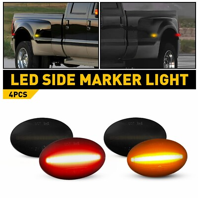 #ad 4x For Ford F350 F450 Super Duty 99 10 Smoked LED Fender Lamp Side Marker Light $20.99