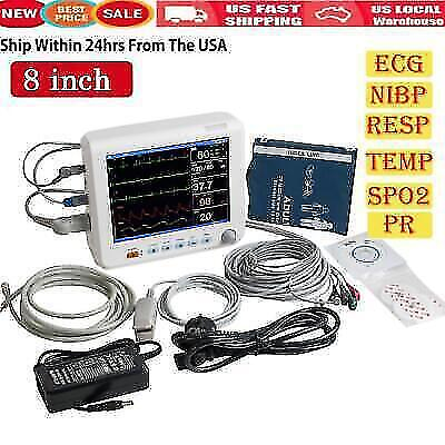 Medical Patient Monitor 8 in 1 ECG Respiratory Temp SPO2 PR USA $419.00