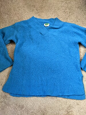 #ad Anthropologie By Anthropologie Fluffy Teal Sweater Baby Alpaca Merino Wool Blend $5.00