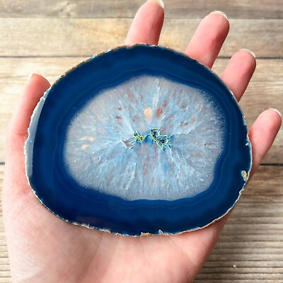 #ad Blue Agate Slice Geode Slab Brazilian Stone Dyed $12.00