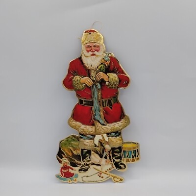#ad Vintage Merrimack Publishing Santa Claus Die Cut Double Sided Ornament 1986 $12.99