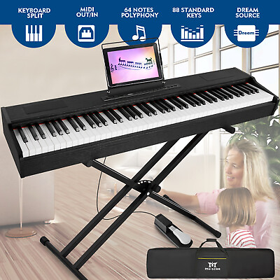 #ad Black 88Key Full Weighted Hammer Action Digital Piano Keyboard w PedalStandBag $269.99