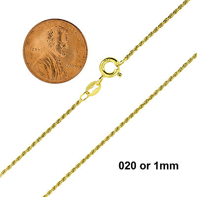#ad 925 Sterling Silver Gold Plated Diamond Cut Rope Chain Necklace All Sizes $7.99