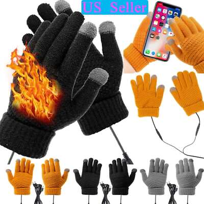 Hot USB Rechargeable Touch Screen Mitten Heated Gloves Full Finger Winter Warmer $10.02