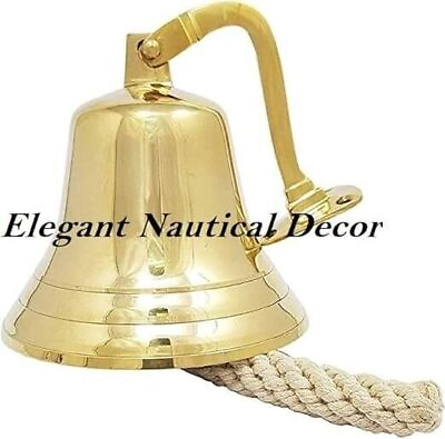 #ad Nautical Vintage Solid Brass Door Bell with Ship Anchor Wall Hanging 6 inch $69.05