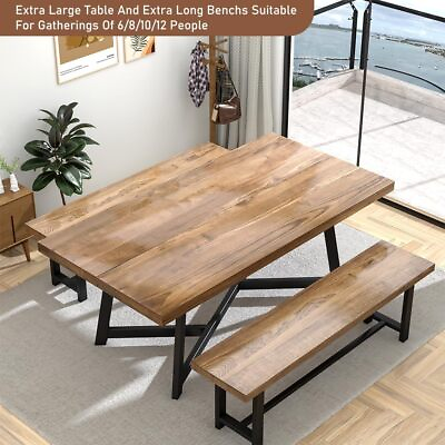 #ad 72quot; Modern Farmhouse Solid Wood Dinner Table for 6 10 Personwith Adjustable Le $284.04