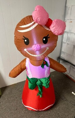 #ad Holiday Time Inflatable Gingerbread Woman 3.5 ft Christmas Yard Decoration EUC $20.23