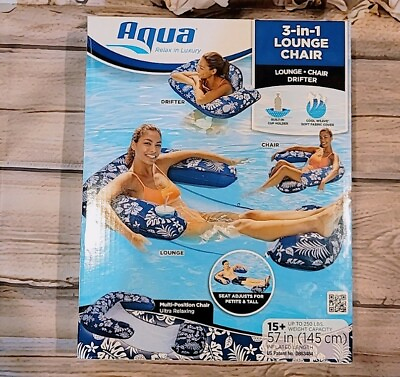 Aqua 3 in 1 Lounge Chair Swimming Pool Drifter Float Inflatable Chair $36.30