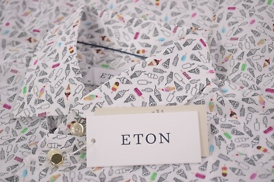 #ad Eton NWT Dress Sport Shirt Size 16.5 42 L Contemporary Multicolor Ice Cream $179.99