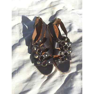 #ad NEW Ann Taylor Loft size 7 brown wedge sandals studded coastal formal strappy $21.00
