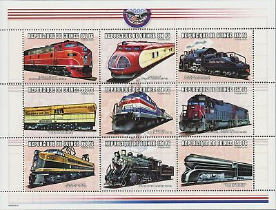 #ad Trains Block Souvenir of 9 stamps Mint NH $16.43