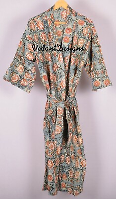 #ad Indian Floral Print Cotton Hippie Kimono Maxi Women Nightwear Caftan Kaftan $34.00