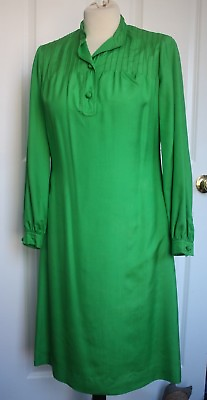 #ad Vintage Green Silk Mandarin Collar Size 8 Dress British Colony Hong Kong $34.00