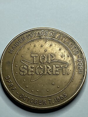 #ad HUGE 1 OZ ATLANTIS SPACE SHUTTLE 1985 TOKEN MEDAL COIN TOP SECRET RARE #sd1 $19.87