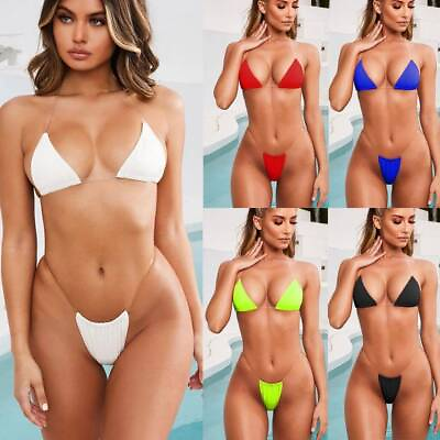 Multi size Women#x27;s Bikini Halter Clear Push up Pad Beachwear Swimwear Bathing $21.84