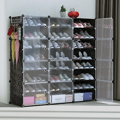 #ad 60 Pairs Shoe Rack Organizer 10 Tier Stackable Shoe Storage Cabinet Space Saving $49.89