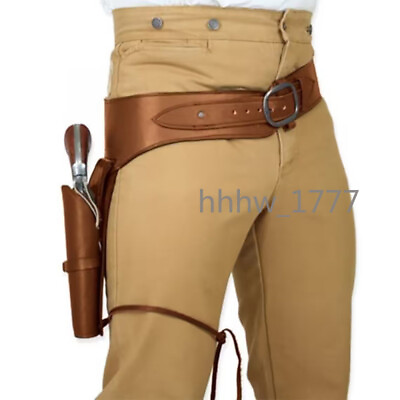 Cowboy 100% Leather Western Plain Holster Gun Middle Ages Holster Pistol Belt $35.23