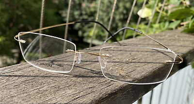 #ad Rimless Glasses Frame Men Gold Glasses Titanium Eyeglasses Flexible Eye Glasses $24.69