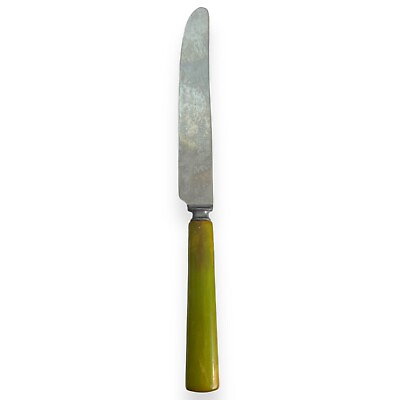 #ad Vintage GREEN SWIRL BAKELITE CATALIN Stainless Steel BUTTER KNIFE 9quot; $4.95