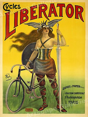 1899 Classic Art Nouveau French Bicycle Poster quot;Cycles Liberatorquot; PAL 18x24 $13.95