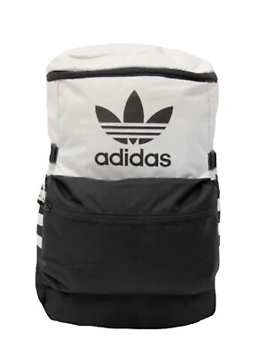 Adidas Original Classic Backpack Zip Top Trefoil Stripes Black White School Bag. #ad $42.49
