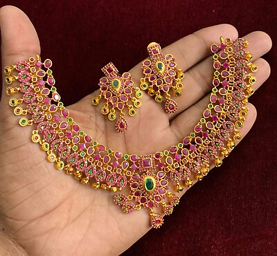 #ad High Quality Plated Ad cz Neckless Set Indian Bollywood Bridal Party Wedding w54 $47.91