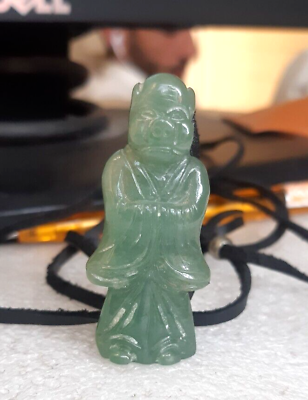 #ad Chinese Natural Jade Carved Exquisite Man Statue Figurine Nice Art Work Green $23.99