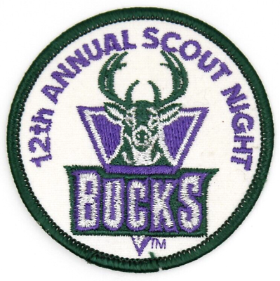 #ad 12th Annual Scout Night Milwaukee Bucks Sports Patch Boy Scouts BSA Wisconsin WI $20.00